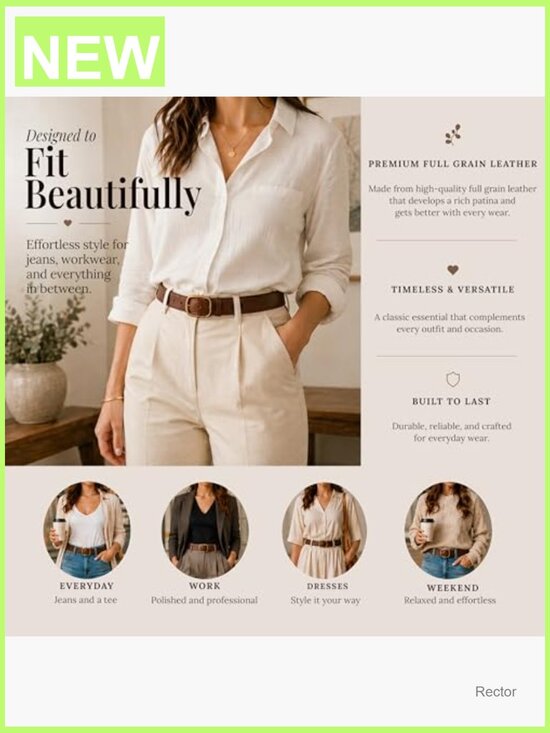Genuine Full Grain Leather Belt 1.25in for Jeans - Made in USA main image 6